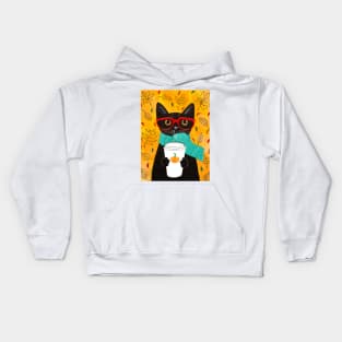 Autumn Coffee Black Cat Kids Hoodie